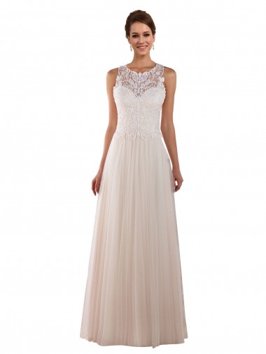 Shop High Neck A-Line Tulle Wedding Dress with Lace Back Melbourne