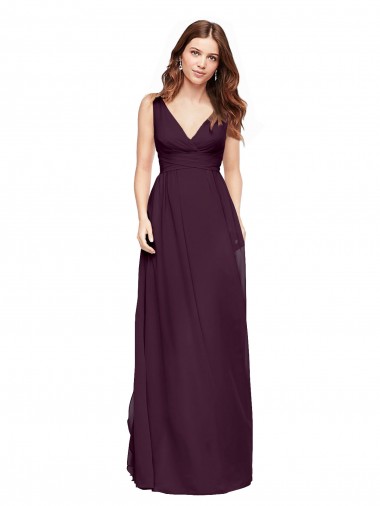 Shop Plunging V-Neckline Long Chiffon Bridesmaid Dress with Deep V-Back Melbourne