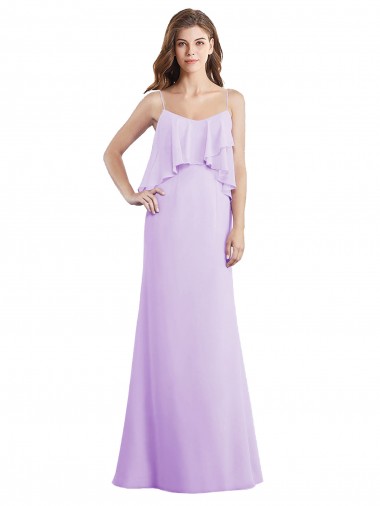 Shop Scoop Neck Long Chiffon Bridesmaid Dress with Cross Over Neckline Flounce Melbourne