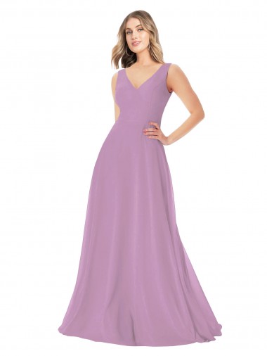Shop Simple Chiffon V-Neck Bridesmaid Dress with Draped V-Back Melbourne