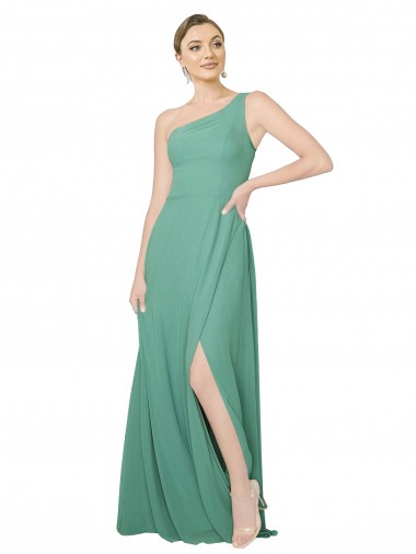Shop One Shoulder Asymmetric Chiffon Bridesmaid Dress with Pockets Melbourne
