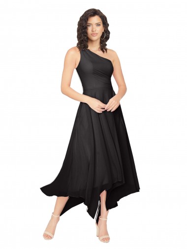 Shop Midi Length One Shoulder Chiffon Cocktail Bridesmaid Dress Melbourne
