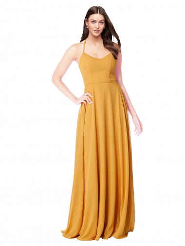 Shop Chiffon A-Line Bridesmaid Dress with Halter Back Melbourne