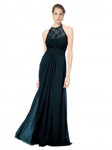 Shop Lace Halter Bodice Long Chiffon Bridesmaid Dress Melbourne