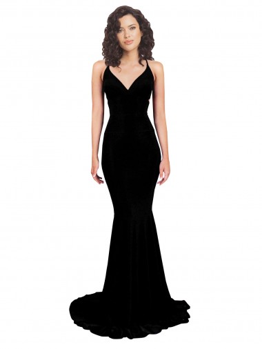 Shop Fishtail Shaped V-Neck Open Back Formal Spandex Bridesmaid Dress / Prom Dress Melbourne