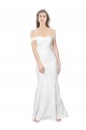 Mermaid Off the Shoulder Long Formal Crepe Bridesmaid Dress / Prom Dress with Low Back