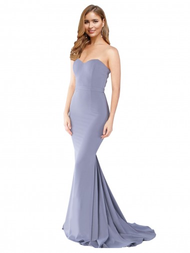 Shop Long Strapless Sweetheart Sweep Train Formal Crepe Bridesmaid Dress / Prom Dress with Low Back Melbourne