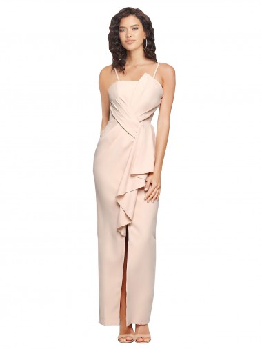 Shop Long Full Length Ruffles Strapless Low Back Crepe Bridesmaid Dress / Prom Dress with Straps Melbourne