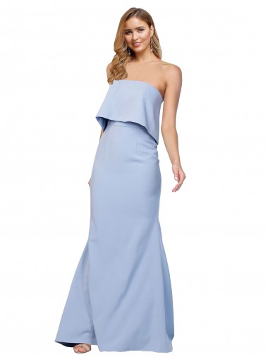 Shop Strapless Full Length Formal Crepe Bridesmaid Dress / Prom Dress with Bodice Overlay Melbourne