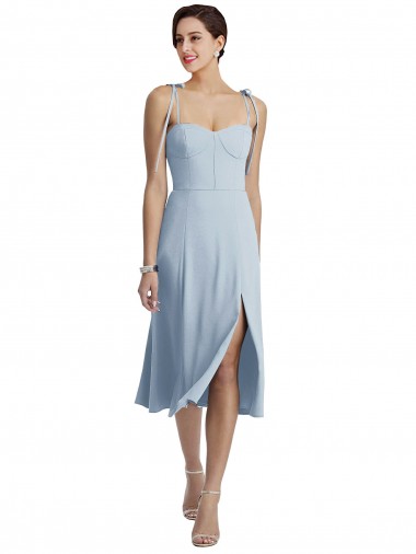 Shop Midi Cocktail Length Bustier Crepe Bridesmaid Dress / Prom Dress with Back Bow Straps Melbourne