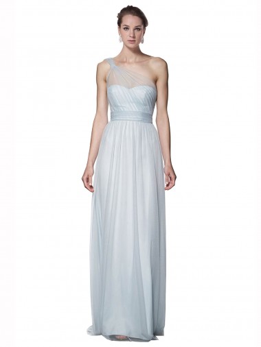 Shop One Shoulder Illusion Tulle Bridesmaid Dress with Knot Detail Melbourne