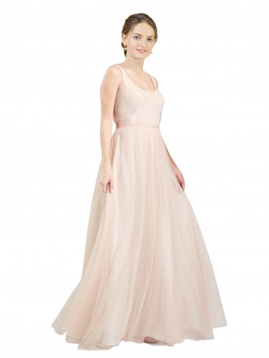 Shop Scooped Neckline Long Tulle Bridesmaid Dress with Open Back Melbourne