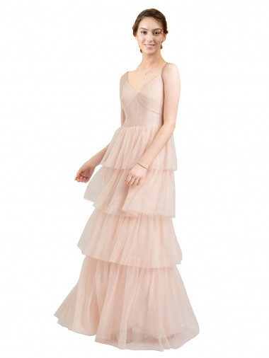 Shop V-Neck A-Line Layered Long Tulle Bridesmaid Dress Melbourne