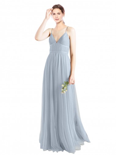 Shop Spaghetti Straps V-Neck Slim A-Line Tulle Bridesmaid Dress Melbourne