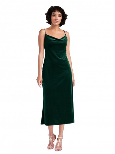 Shop Midi Length Cowl Neck Formal Velvet Short Cocktail Slip Bridesmaid Dress / Prom Dress Melbourne